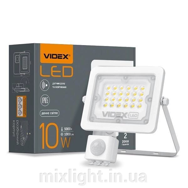 Прожектор Led 10w 5000K VIDEX з датчиком руху та освітлення білий VL-F2e105W-S від компанії Mixlight - фото 1