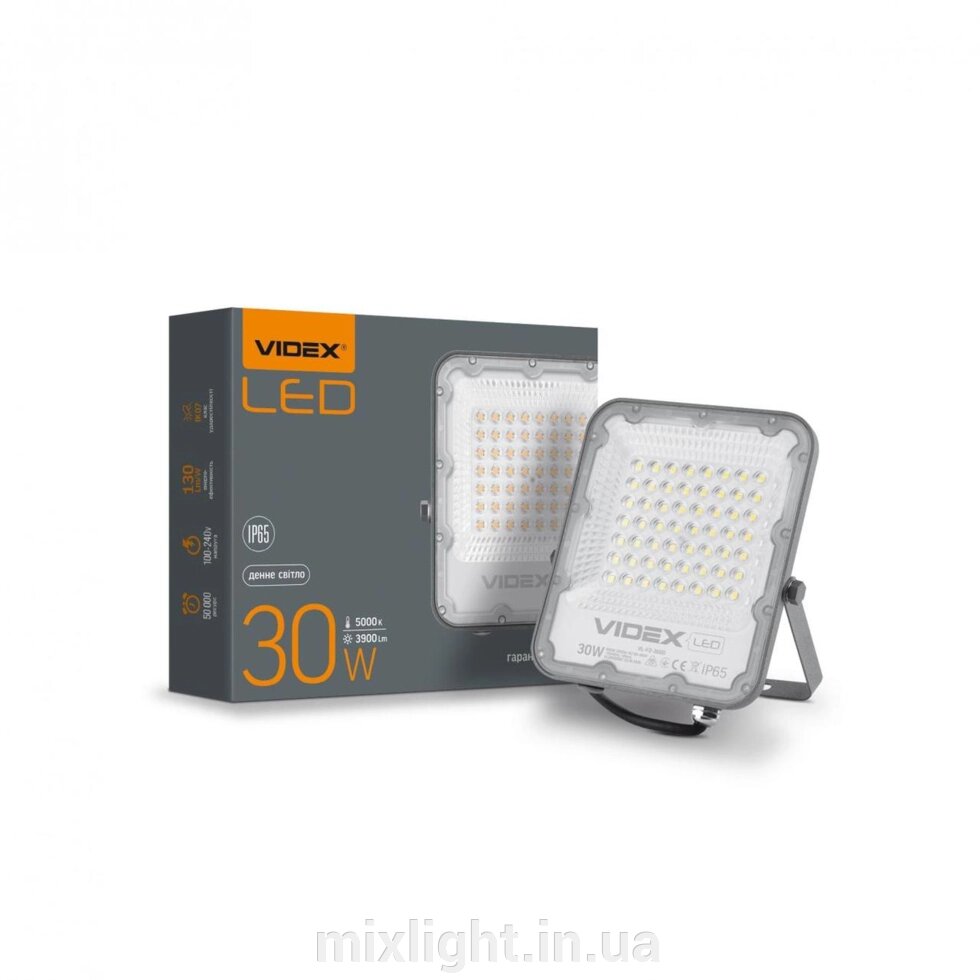 Прожектор LED 30W VIDEX PREMIUM 5000K сірий VL-F2-305G від компанії Mixlight - фото 1