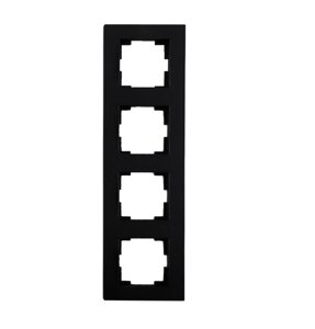 Рамка для розетки чотиримісна вертикальна RITA колір корпусу чорний Mutlusan