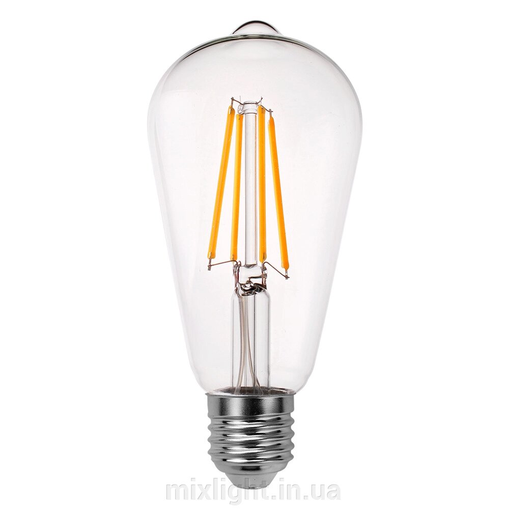 Ретро лампа груша, LED лампа VELMAX V-Filament-ST64 8W E27 4100K 800Lm від компанії Mixlight - фото 1