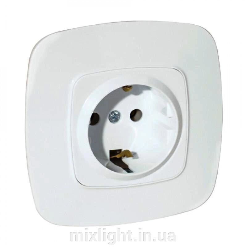 Розетка із заземленням одинарна біла Ela Horoz Electric 112-007-0006-010 від компанії Mixlight - фото 1