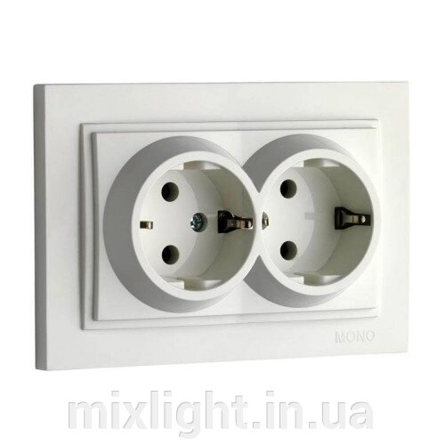 Розетка подвійна з заземленням Despina Mono Electric білий 102-190004-120 від компанії Mixlight - фото 1