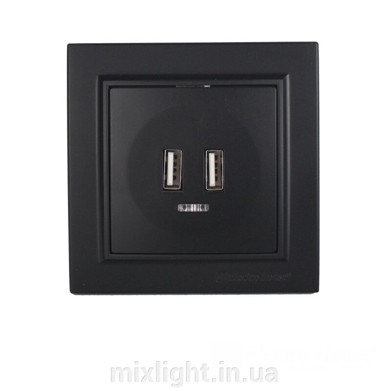 Розетка USB (2 порти) 2 A Графіт від компанії Mixlight - фото 1