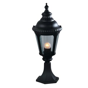 Садово-парковий ліхтар на ніжці на одну лампочку Е27 чорний із прозорим склом Sirius YD-0205