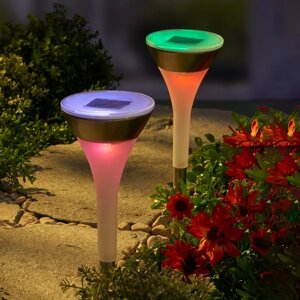 Садово-парковий ґрунтовий LED RGB світильник на сонячній батареї 43см Sirius 10035