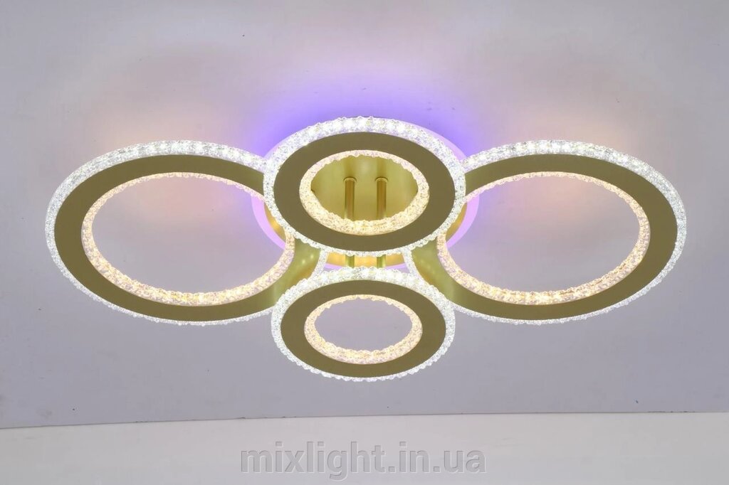 Стельова LED люстра з пультом VALESO 198W на чотири плафони 3000-6000К IP20 V K29091-2 2 1 Flash gold від компанії Mixlight - фото 1