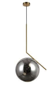 Стильна підвіска бронзового кольору зі скляним чорним плафоном на одну лампу Levistella 9163817-1 BRZ+BK