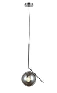 Стильний підвіс кольору хром зі темним скляним плафоном на одну лампу Е27 Levistella 9163814-1 CR+BK