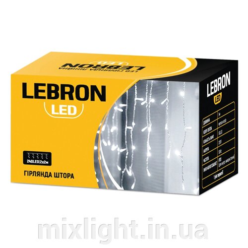 Світлодіодна гірлянда новорічна LEBRON штора 3х2м, 320 LED, жовта, IP20