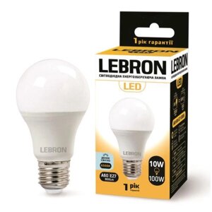Світлодіодна лампа 10W Lebron LED L-A60 Е27 6500K 850Lm кут 240°