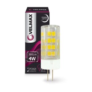Світлодіодна лампа 4W капсульна Velmax LED V-G4 G4 4500K 380Lm кут 360 °