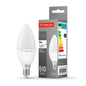 Світлодіодна лампа LED 6W свічка C37 E14 4100K 510 lm titanum