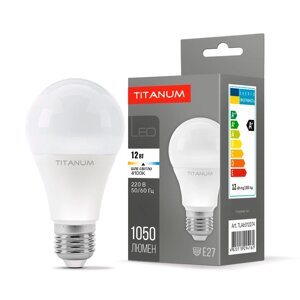 Світлодіодна лампа LED груша A60 12W E27 4100K 1050 lm 220V titanum