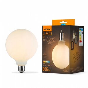 Світлодіодна лампа сфера 7W E27 матова G125 3000K Porcelain dimmable VIDEX Filament VL-DG125MO