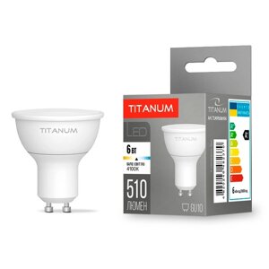 Світлодіодна LED лампа MR16 6W GU10 4100K titanum TLMR1606104