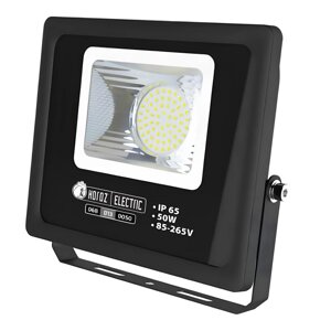 Світлодіодний прожектор 50W 6400K 4250 Lm чорний метал IP65 Horoz Electric LION-50