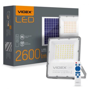 Світлодіодний прожектор на сонячній батареї VIDEX 30W 5000K автономний сірий VL-FSO-1005