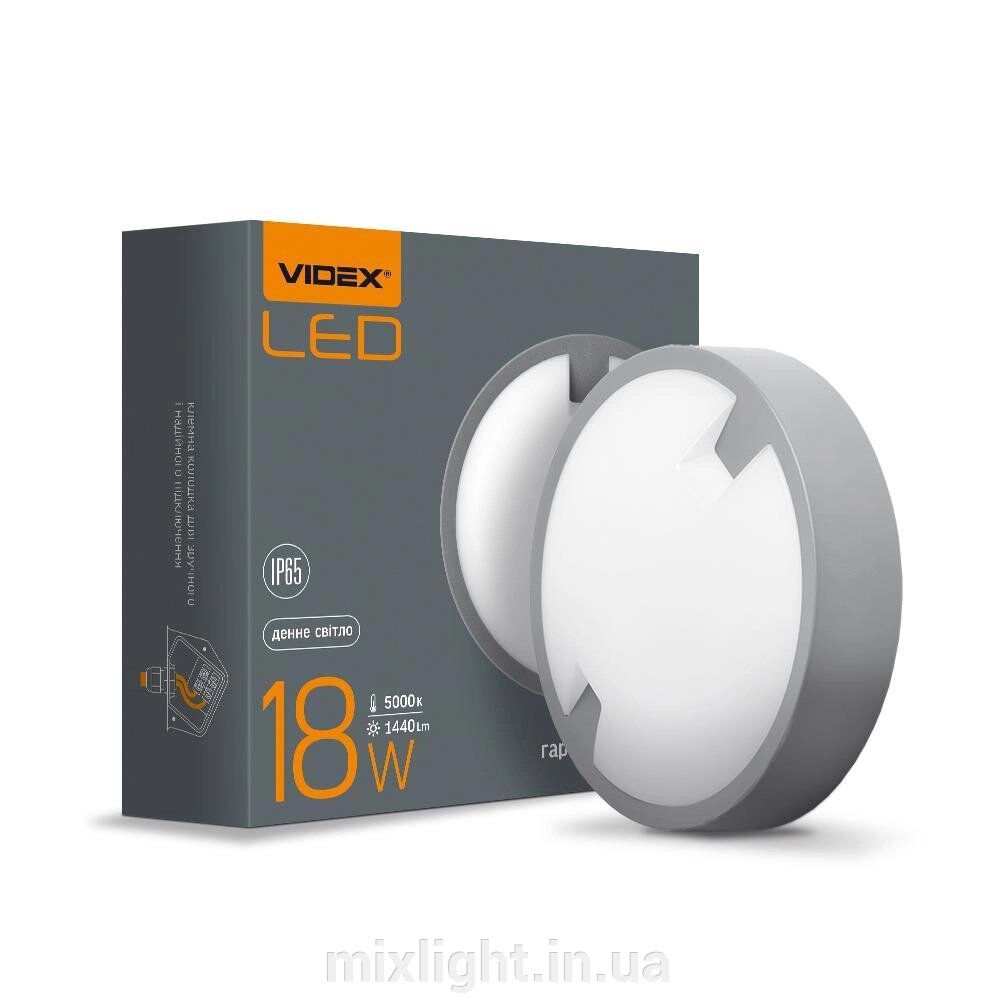 Світильник LED 18W VIDEX IP-65 5000K круглий сірий VL-BH12R-185 від компанії Mixlight - фото 1