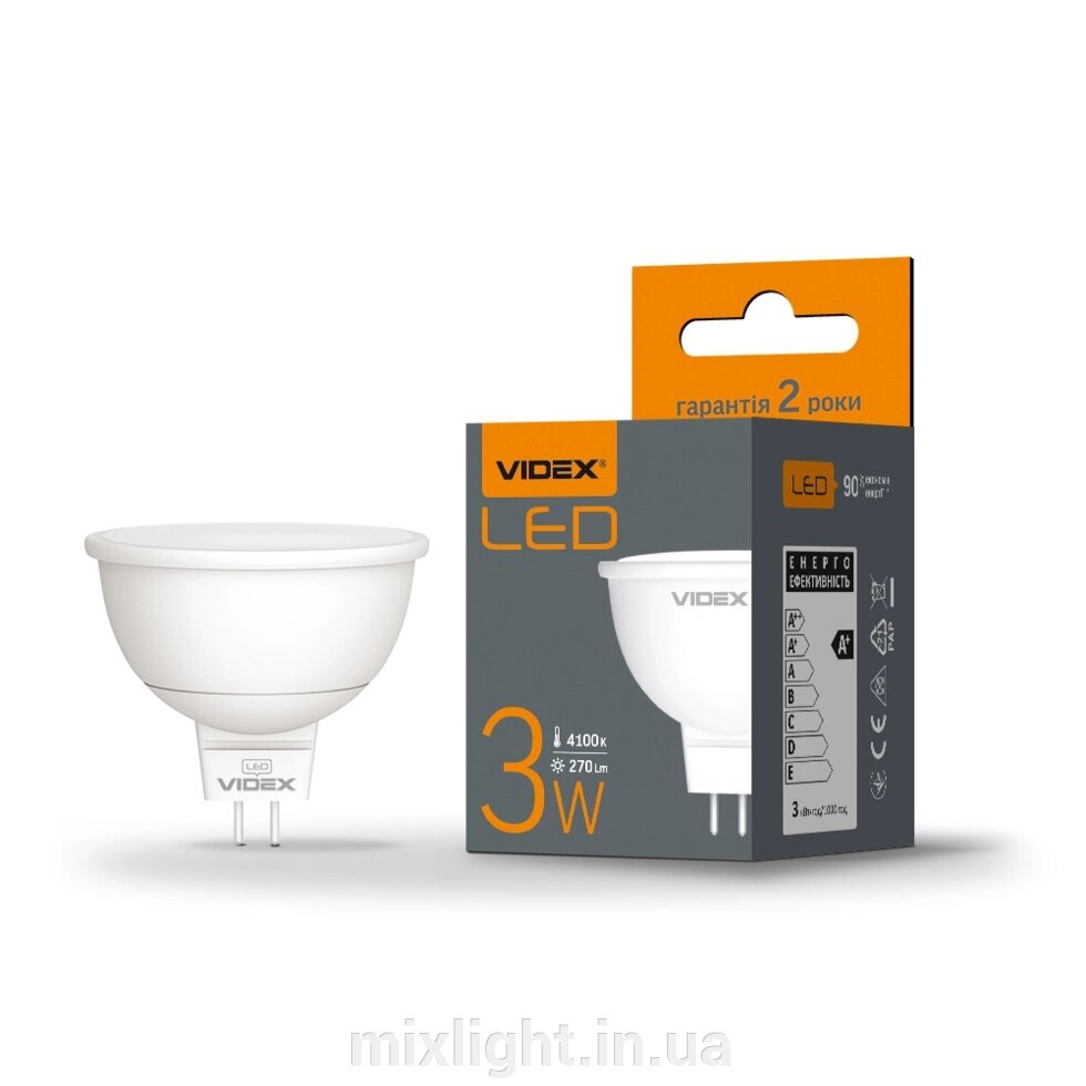 Світлодіодна лампа 3W MR16 GU5.3 VIDEX 4100K VL-MR16e-03534 від компанії Mixlight - фото 1