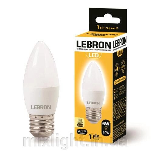 Світлодіодна лампа 6W Lebron свічка LED L-С37 6W Е27 3000K 480Lm кут 220 ° від компанії Mixlight - фото 1