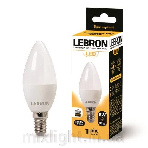 Світлодіодна лампа 8W свічка Lebron LED L-С37 Е14 4100K 700Lm кут 240 ° від компанії Mixlight - фото 1