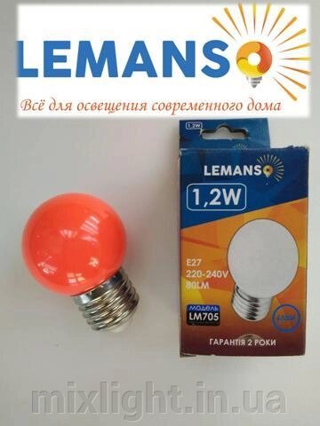 Світлодіодна лампа червона 1,2W E27 Lemanso LM705 від компанії Mixlight - фото 1