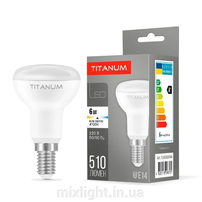 Світлодіодна рефлекторна лампа LED R50 6W гриб E14 4100K 510 Lm 220V TITANUM від компанії Mixlight - фото 1