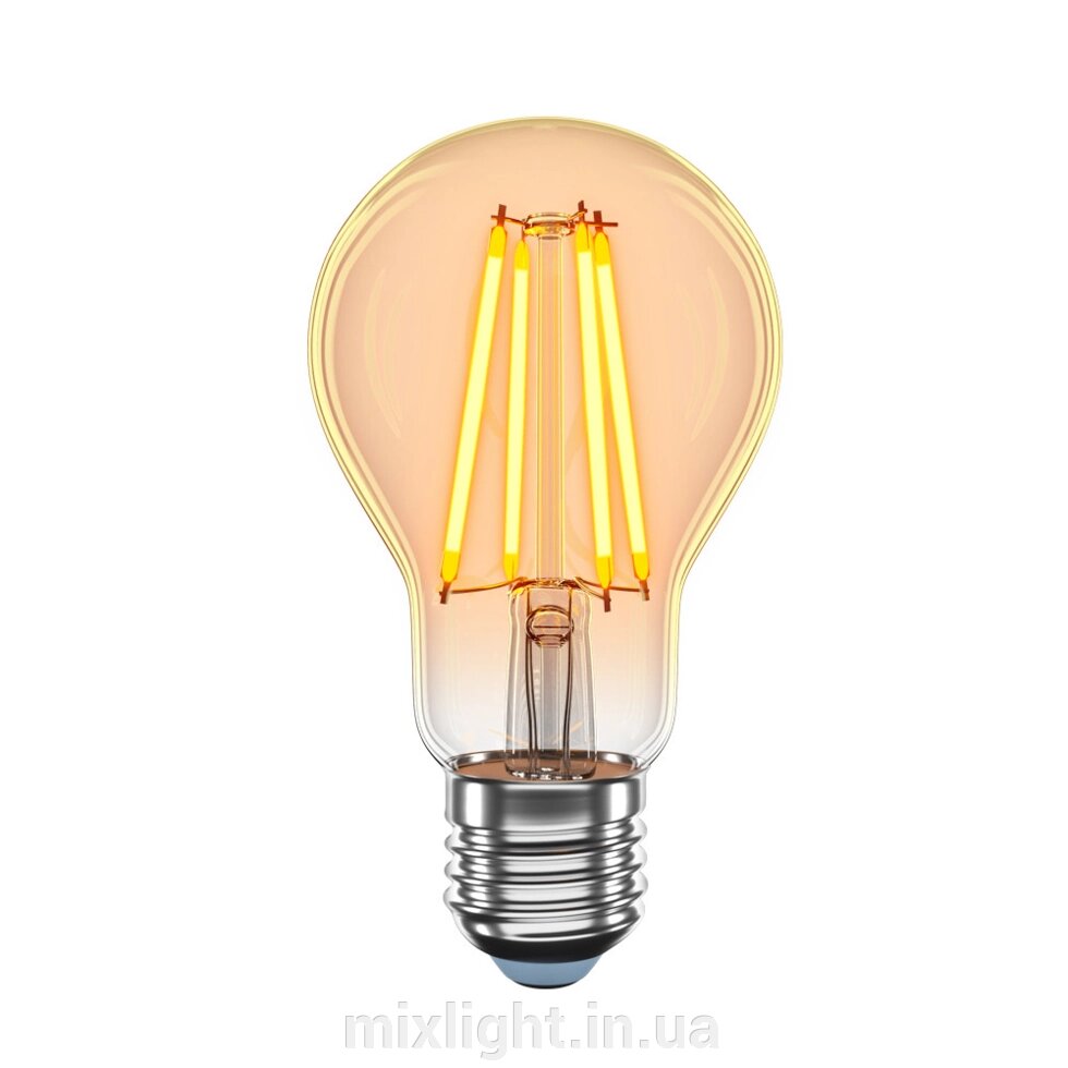 Світлодіодна ретро лампа 4W філаментна VELMAX LED V-Filament-Amber-A60 E27 2200K 400Lm від компанії Mixlight - фото 1