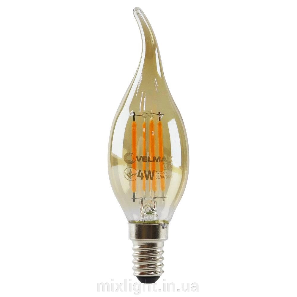 Світлодіодна ретро лампа 4W VELMAX LED V-Filament-Amber-C37t E14 2200K 400Lm від компанії Mixlight - фото 1