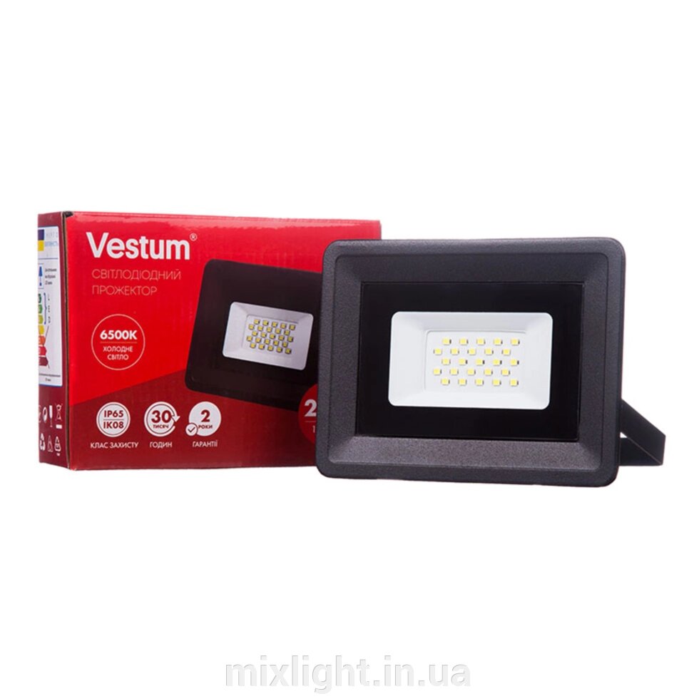 Світлодіодний прожектор Vestum 20W 1800Лм 6500K 185-265V IP65 1-VS-3002 від компанії Mixlight - фото 1