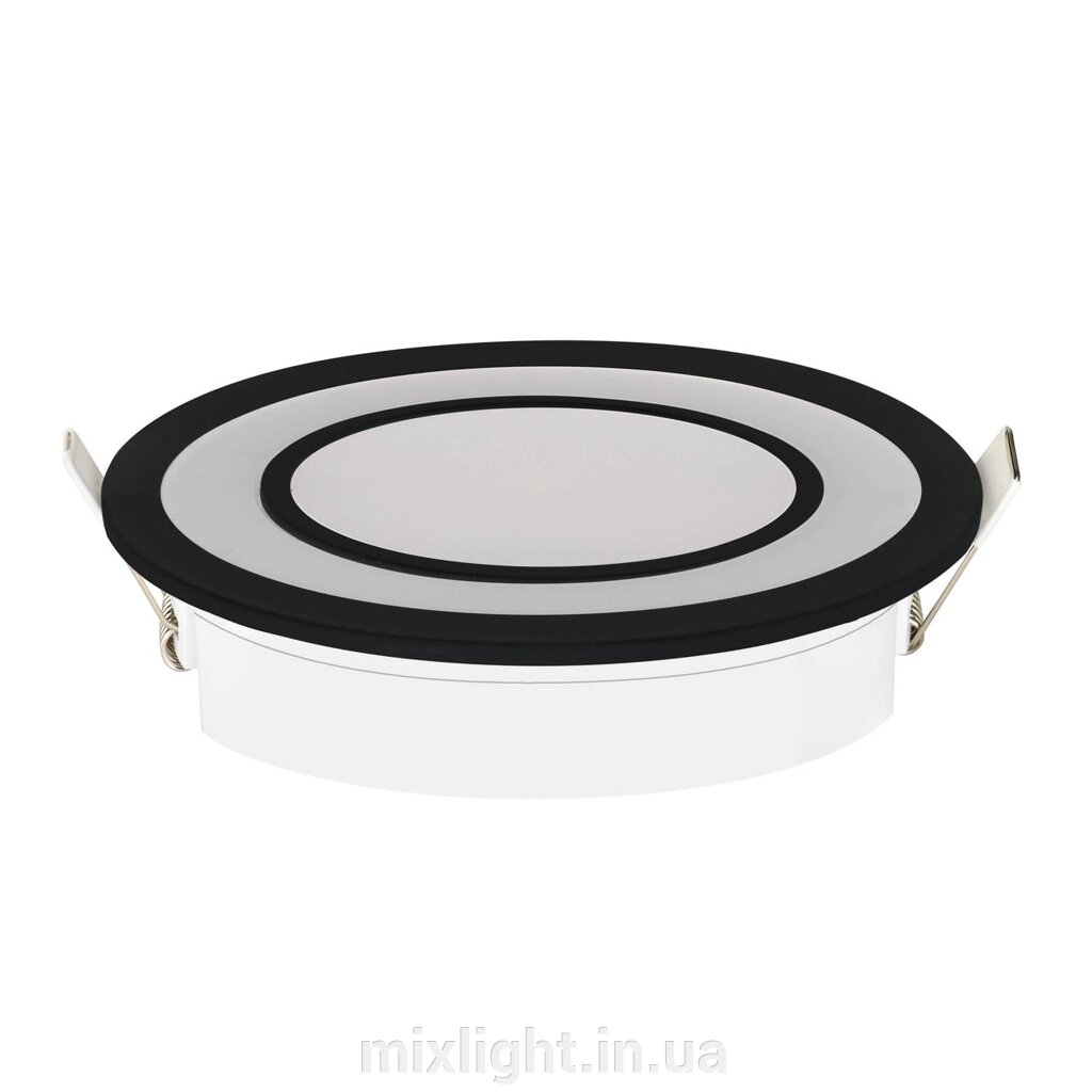 Точковий вбудований LED світильник 12W круглий працює в 3 режимах 4200K чорний Horoz Electric CARTER-12 від компанії Mixlight - фото 1