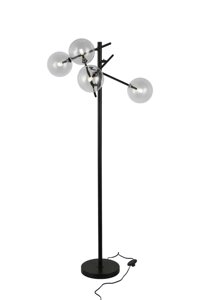 Торшер для підлоги з прозорими плафонами у вигляді кулі під лампочки G9 чорного кольору Levistella 9194018F-4 BK