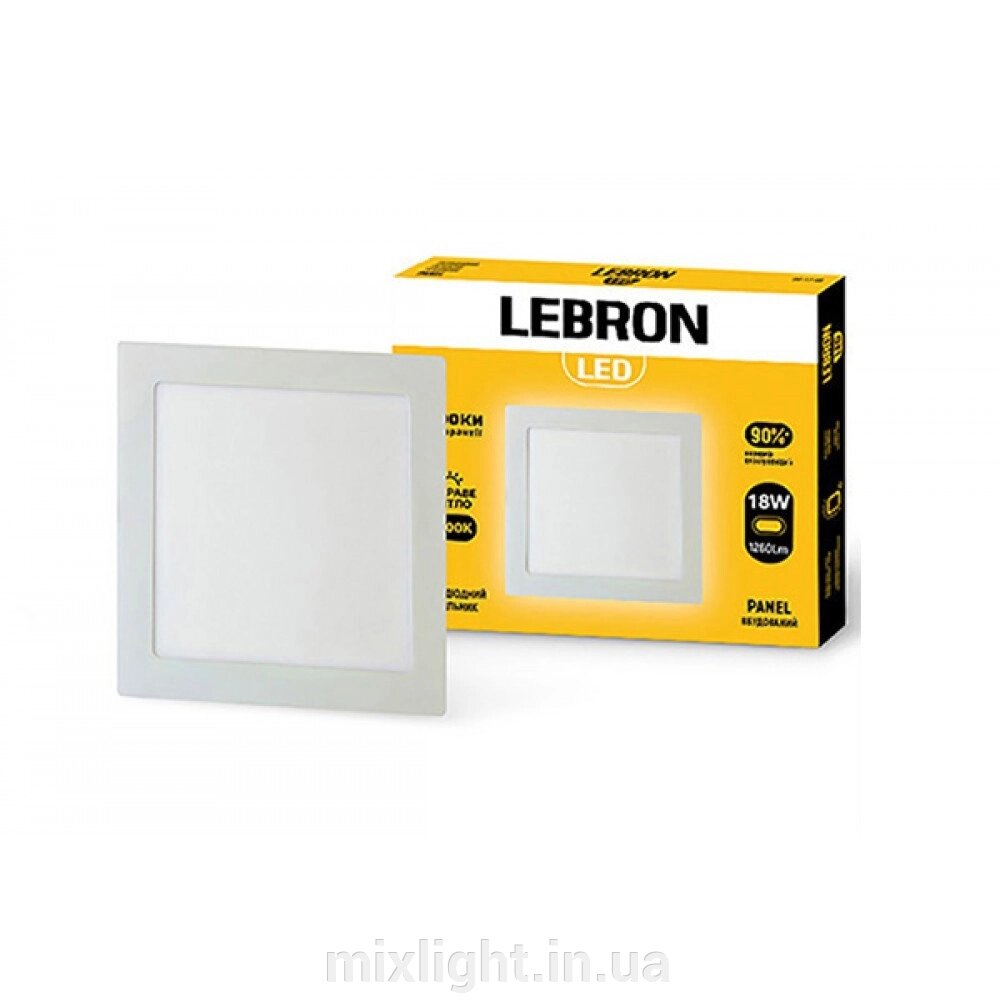 Вбудований LED світильник 18W Lebron L-PS-1841 205x205x19mm 4100K 1260Lm кут 120 ° від компанії Mixlight - фото 1