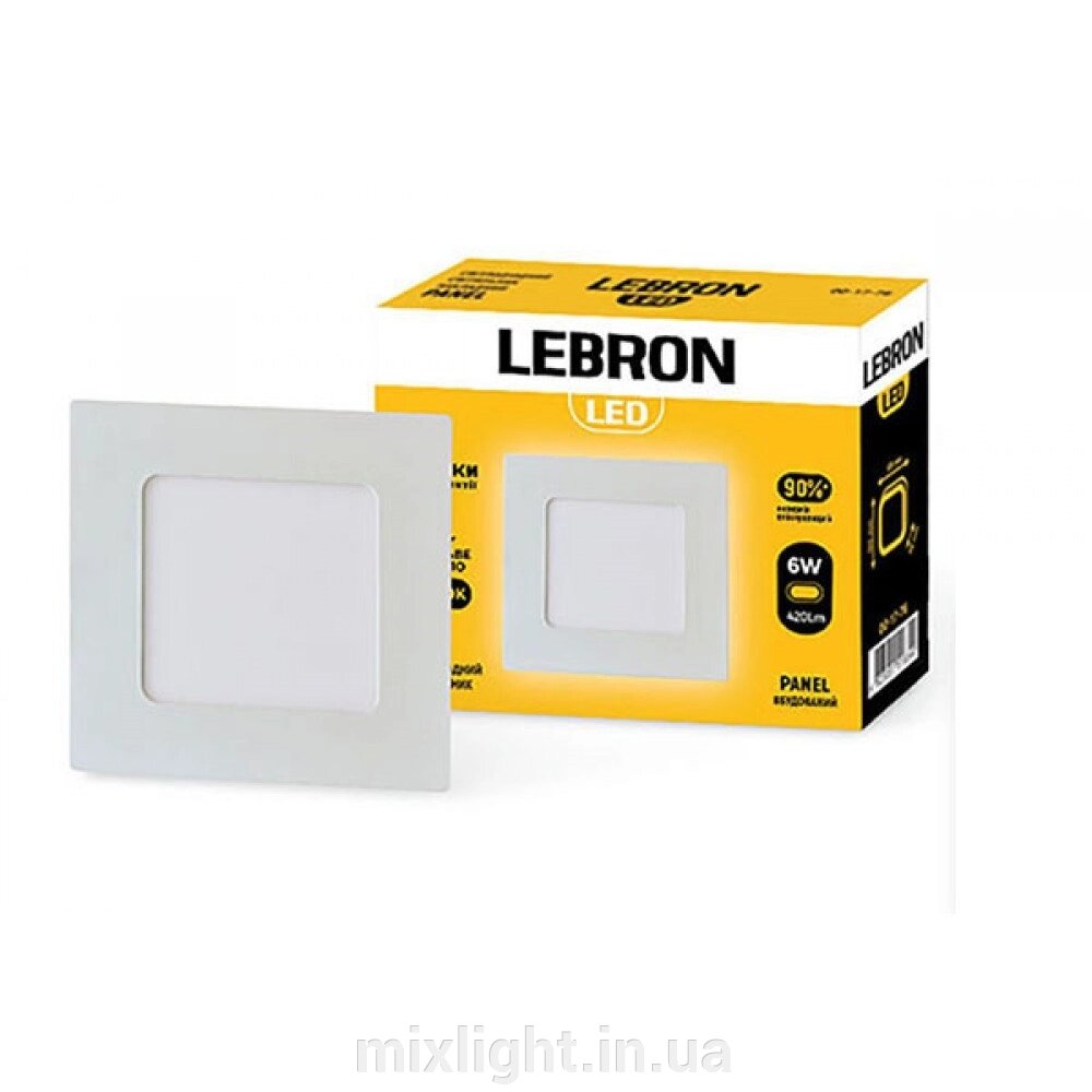 Вбудований LED світильник 6W Lebron L-PS-641 120x120x19mm 4100K 420Lm кут 120 ° від компанії Mixlight - фото 1