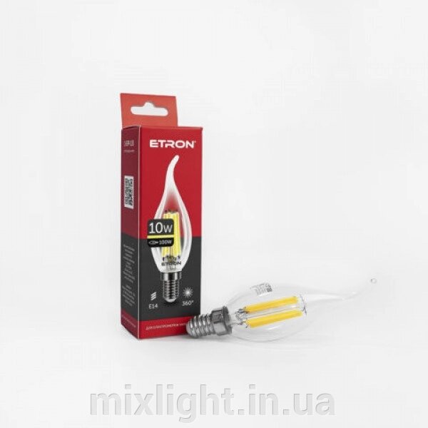 Вінтажна LED лампа свічка на вітрі 10W С37 3000K E14 ETRON Filament 1-EFP-135 ANN від компанії Mixlight - фото 1