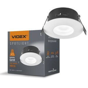 Врізний точковий світильник круглий під лампу GU10 білого кольору IP54 VIDEX VL-SPF10R-W
