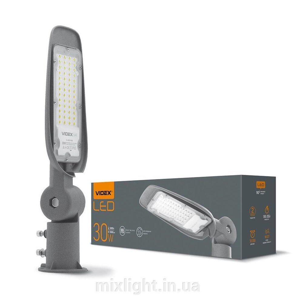 Вуличний ліхтар LED 30W VIDEX поворотний 5000K сірий VL-SLe14-305 від компанії Mixlight - фото 1