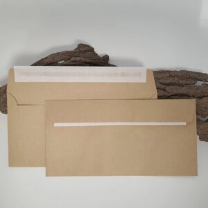Поштовий крафт конверт DL або Е65, 110 х 220 мм, SKL, 80 г/м2, Євро, від 1 шт Бічній