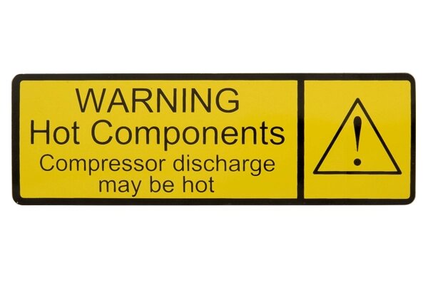Наклейка, попередження Гарячі компоненти, запчастини для холодильних агрегатів Контейнери збірні зоряні від компанії Світовий Контейнерний Сервіс: рефконтейнер, контейнер, дженсет, genset - фото 1