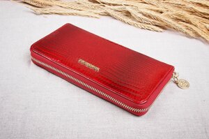 Жіночий шкіряний гаманець на блискавці Cossroll темно-червоний A14071-3124-1