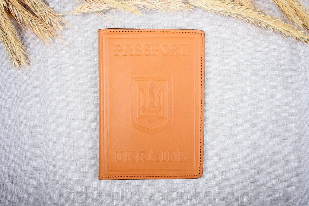 Шкіряна обкладинка на паспорт Імідж руда 05-002 від компанії ФОП Шевченко - фото 1