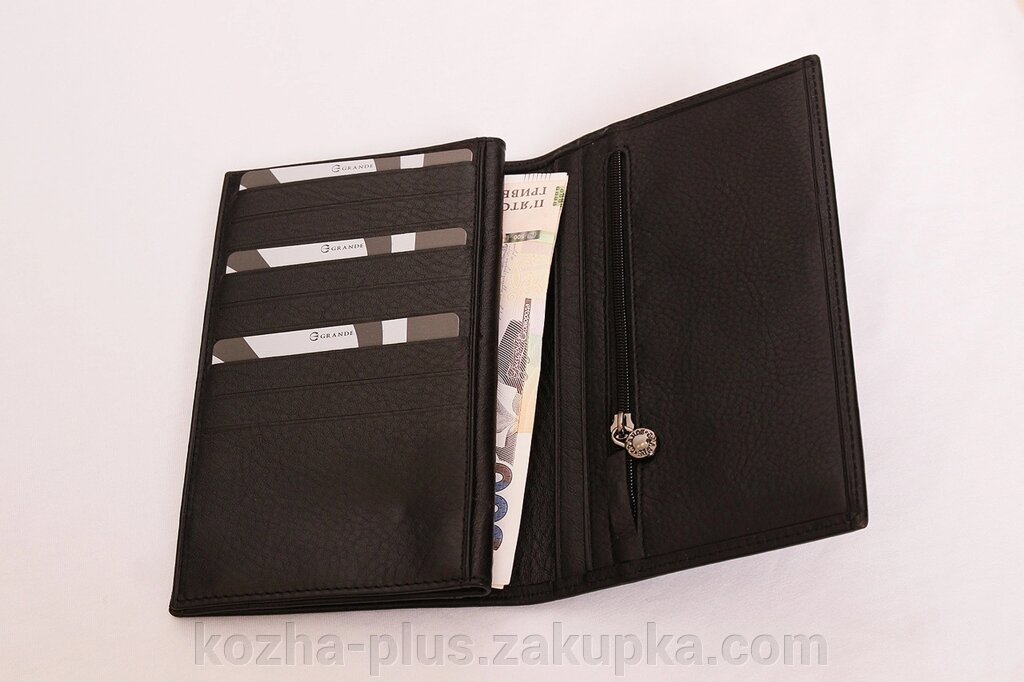 Вертикальний чоловічий гаманець зі шкіри від компанії ФОП Шевченко - фото 1