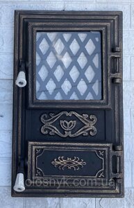 Дверцята для печі барбекю "Квітка квадрат", Пічні дверцята зі склом