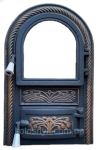 Дверцята печені, для барбекю "Корона аркова зі склом"Дверцята для каміна печі барбекю