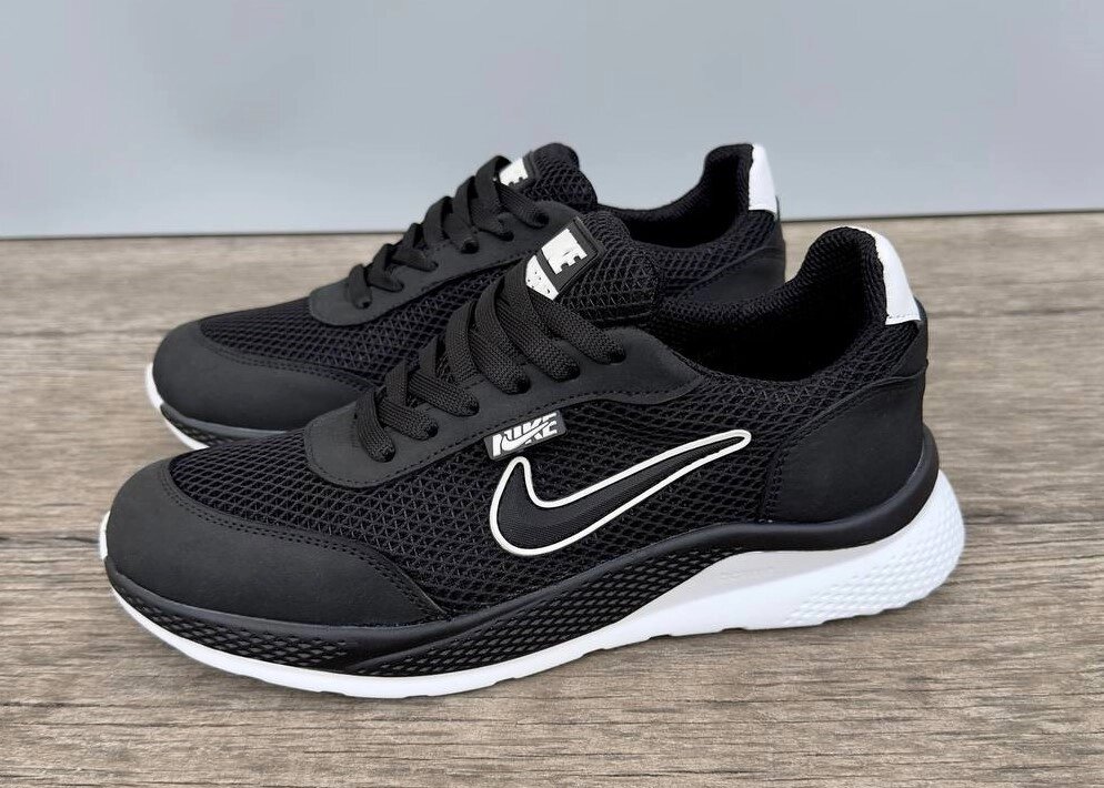Чоловічі літні кросівки сітка Nike 108 чорні від компанії Магазин Смарт-Тайм - фото 1