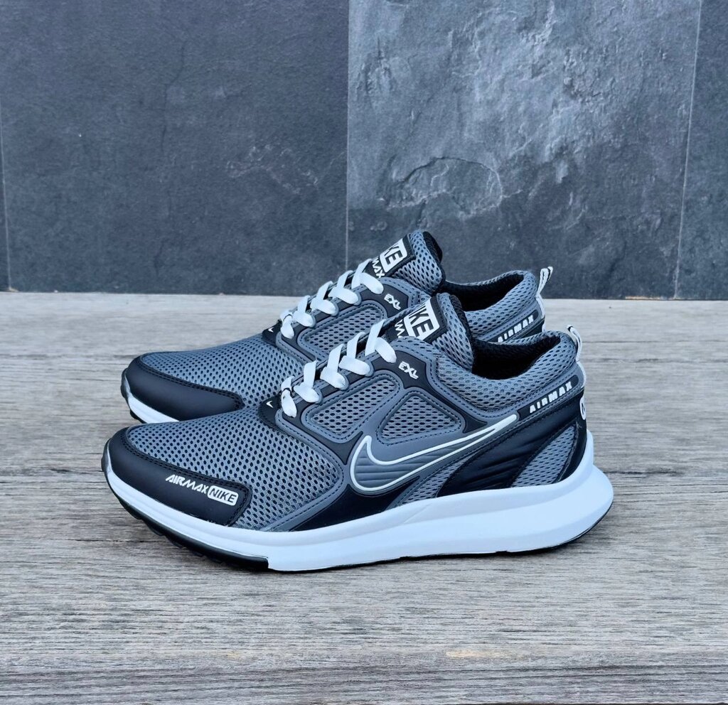 Чоловічі літні кросівки сітка Nike Grey white сірі від компанії Магазин Смарт-Тайм - фото 1