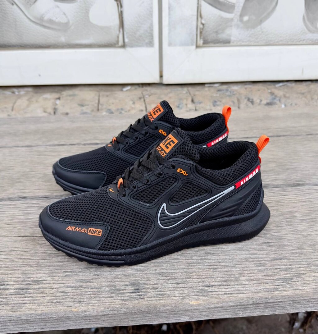 Чоловічі літні кросівки сітка Nike Orange чорні від компанії Магазин Смарт-Тайм - фото 1