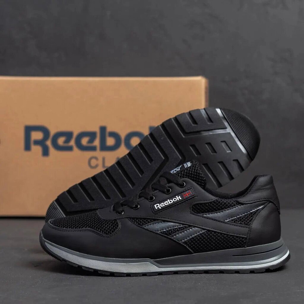 Чоловічі літні кросівки сітка Reebok 210 Black чорні від компанії Магазин Смарт-Тайм - фото 1