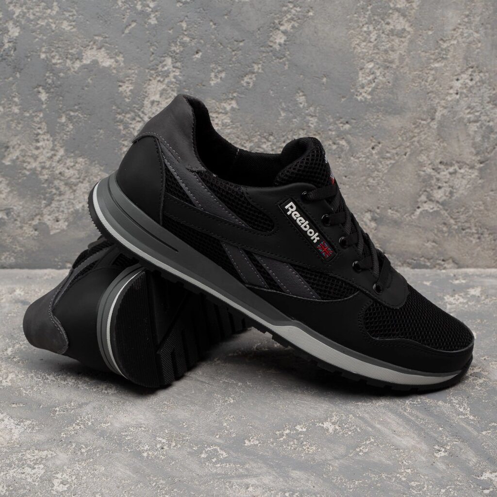 Чоловічі літні кросівки сітка Reebok 210 чорні від компанії Магазин Смарт-Тайм - фото 1