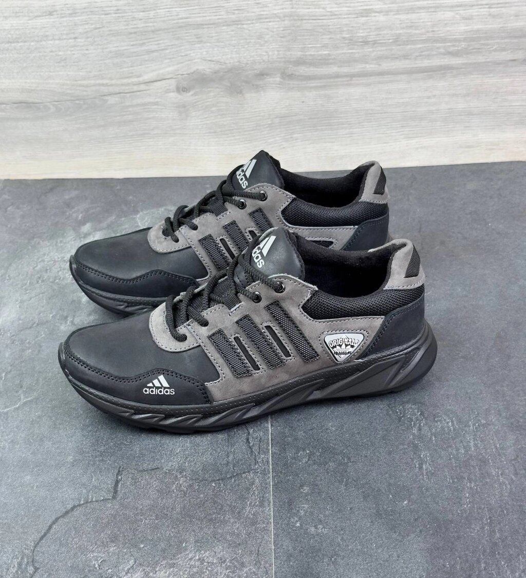 Чоловічі шкіряні кросівки Adidas А-5 Grey чорні від компанії Магазин Смарт-Тайм - фото 1